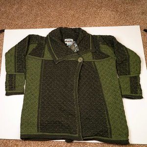 Aran Crafts Green Cardigan Sweater